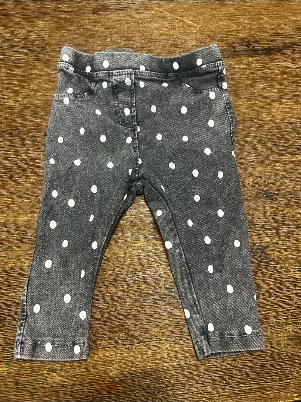 Zara Black Leggings with White Polka Dots